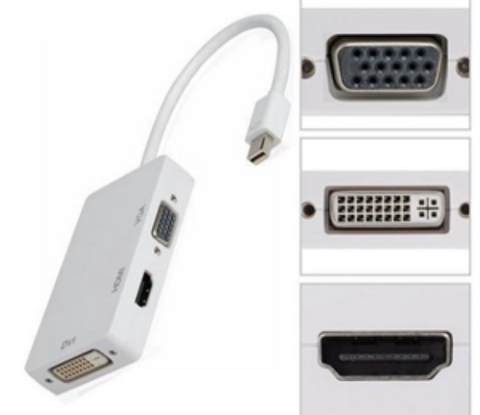 Адаптер Mini DP  (Thunderbolt) -  VGA, HDMI і DVI , 3 в 1 Перехідник  mDP-V-H-D фото