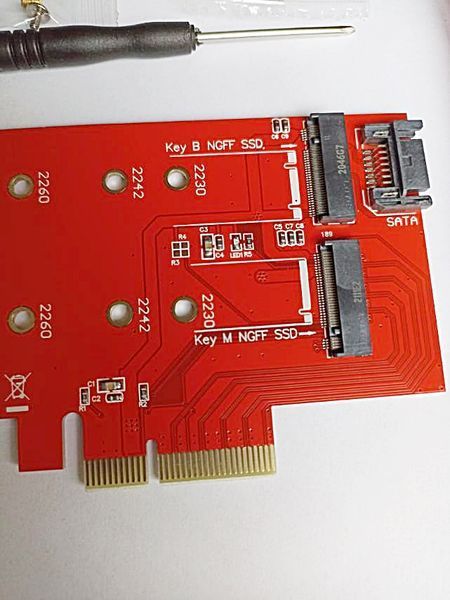 Адаптер PCIE X4 на M.2 NVMe SSD NGFF, клавіша M + клавіша B Карта подвійного інтерфейсу, Підтримка PCI Express 3.0 x4 до 2230, 2242, 2260, 2280 SSD NVME-4X-RD фото