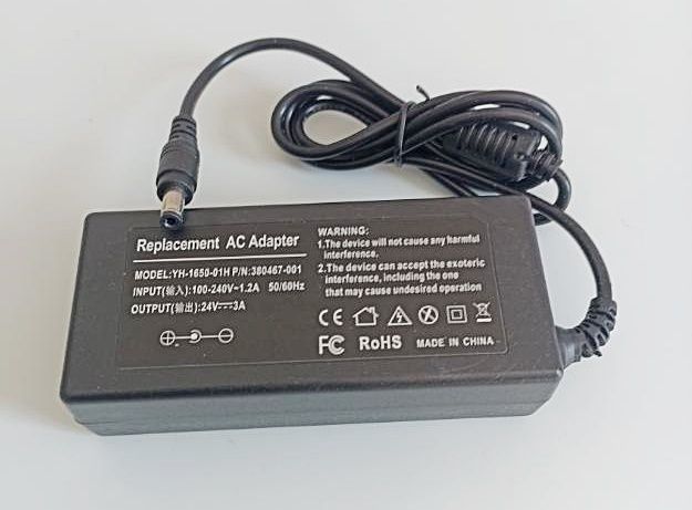 Блок живлення 24V 3А, 72W адаптер Світлодіодні стрічки з штекер розмір 5.5мм-2.1мм 24V3A-5521 фото