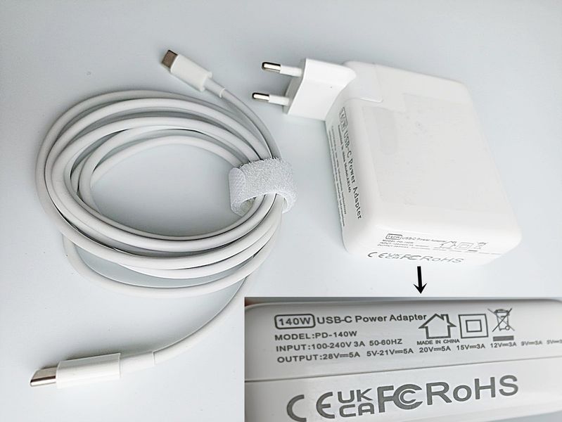 140W USB-C зарядное устройство для MacBook Air 2022 (M2), MacBook Pro/Max 2023 (M2, 14-16 inch), MacBook Pro/Max 2021 (M1, 14-16 inch), разъем type-C 140W-ADP-C фото