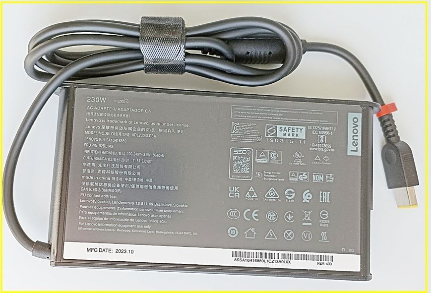 20V 11.5A 230W блок живлення для ноутбука Lenovo Legion Y740-15IRHg (81UH) ADL230NDC3A 5A10H28357 SA10E75804 00HM626   ADL230NDC3A фото