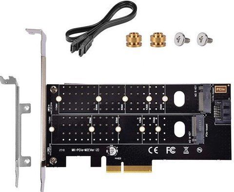 Адаптер PCIE X4 на M.2 NVMe SSD NGFF, клавиша M+клавиша B Карта двойного интерфейса, Поддержка PCI Express 3.0 x4 до 2230, 2242, 2260, 2280, 20110 SSD NVME-4X-BL фото